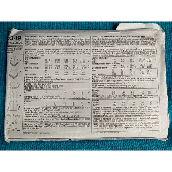 Simplicity Sewing pattern 5349 poncho cape - Picture 3 of 5